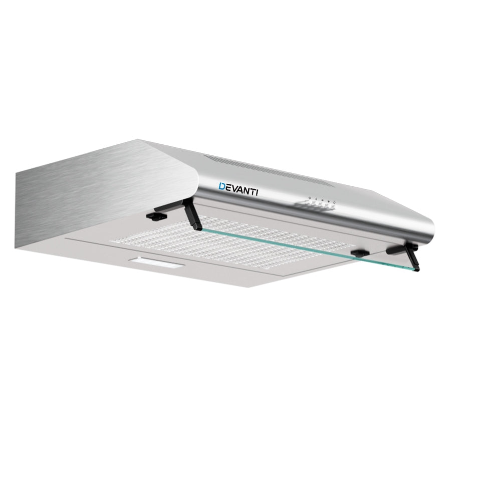 Devanti 600Mm Range Hood 60Cm Rangehood Kitchen Canopy Led Light Stainless Steel Rangehoods