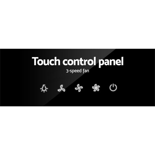 Devanti Rangehood 900Mm Black Angled Side Draft Hood Canopy Glass 90Cm Rangehoods