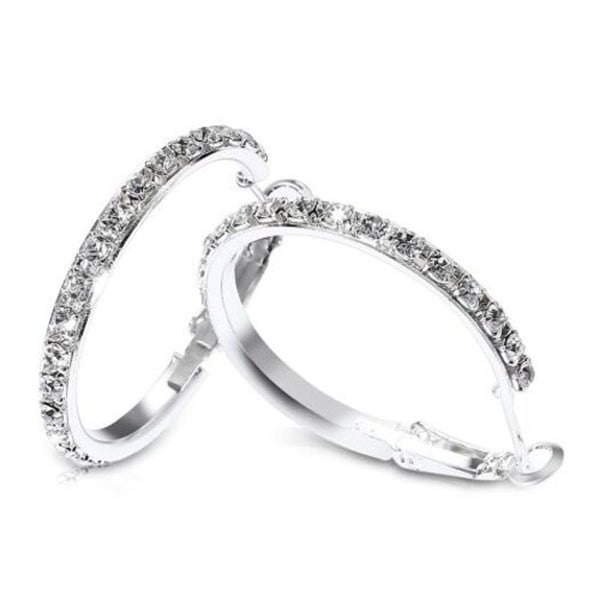Veile Studios U Shape Rhinestone For Women Statement Round Circle Hoop Earrings