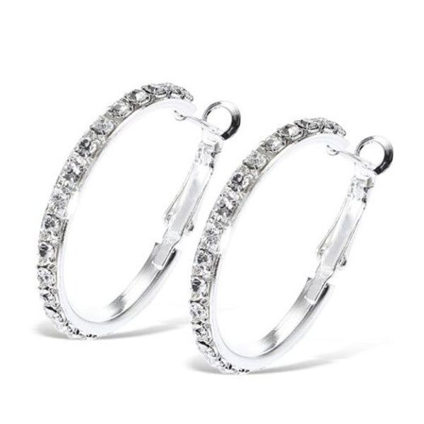 Veile Studios U Shape Rhinestone For Women Statement Round Circle Hoop Earrings