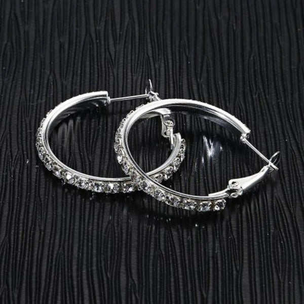 Veile Studios U Shape Rhinestone For Women Statement Round Circle Hoop Earrings