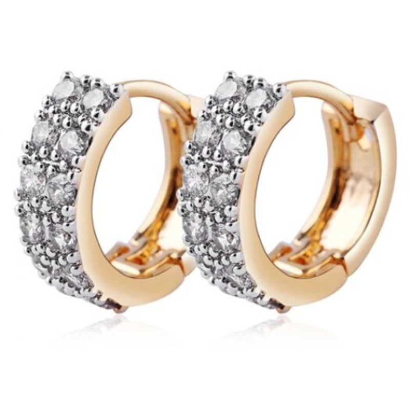 Veile Studios Rhinestoned Round Hollow Out Golden Earrings