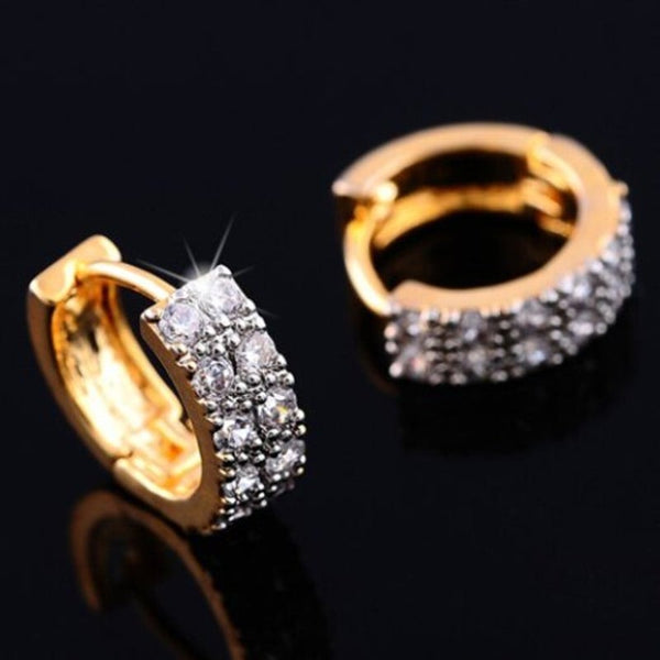 Veile Studios Rhinestoned Round Hollow Out Golden Earrings