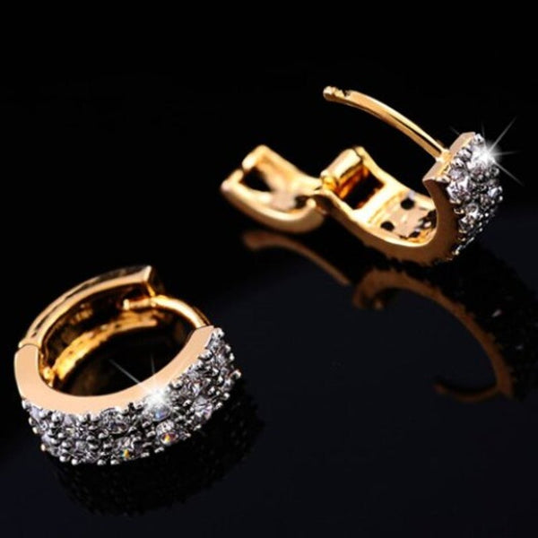 Rhinestoned Round Hollow Out Earrings Golden