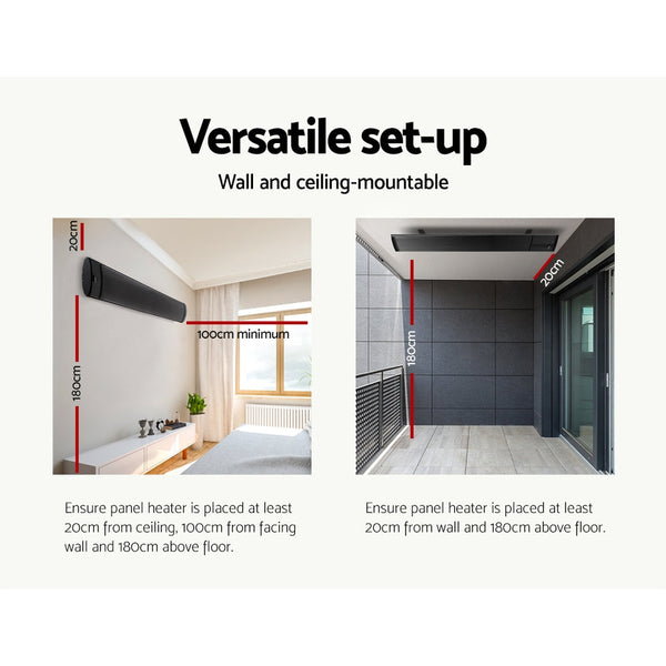 Devanti Electric Infrared Radiant Strip Heater 3200W Panel Bar Remote Control Heaters