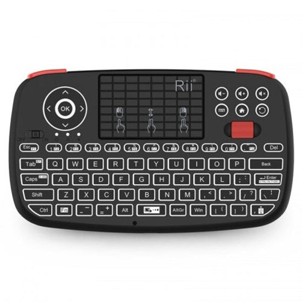 Rii I4 Mini Bluetooth Keyboard 2.4Ghz Dual Modes Handheld Fingerboard Backlit Usblack