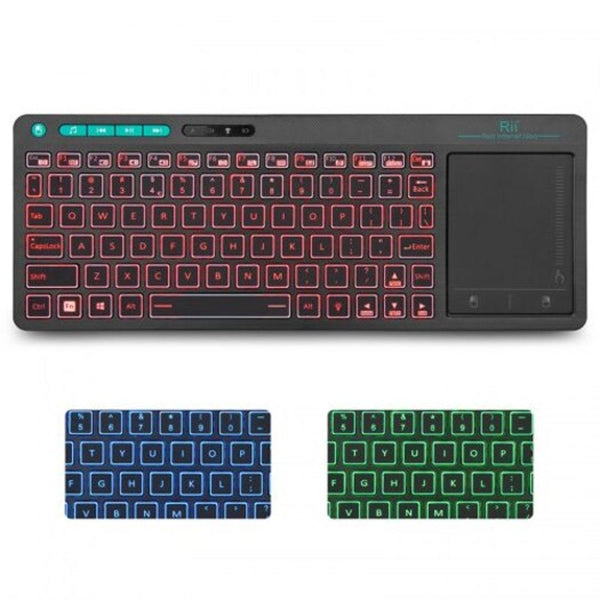 Rii K18 Plus 2.4G Wireless Keyboard With Touch Pad Multimdeia Rgb Backlit Us Black Keyboards & Keypads