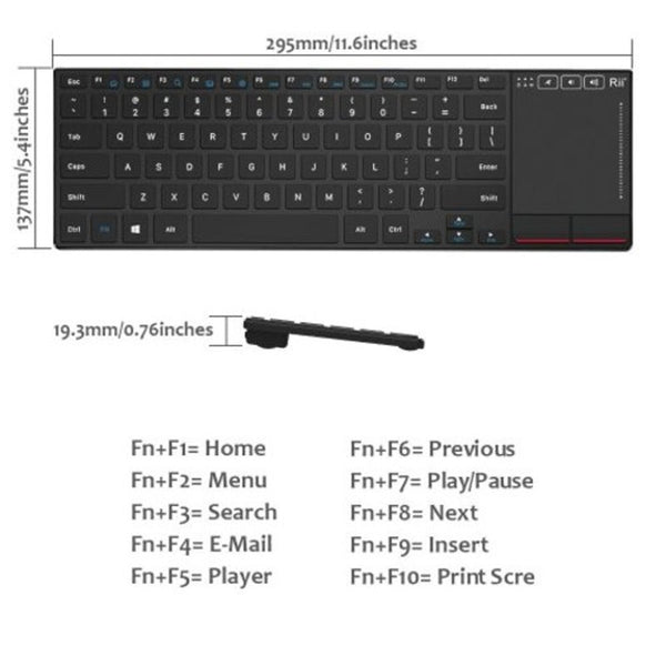 Rii K22 2.4G Mini Multimedia Wireless Keyboard Black De