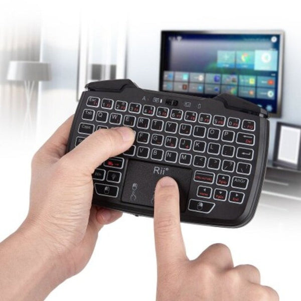 Rii Rk707 Mini Wireless Game Controller Mouse Keyboard Combo Black