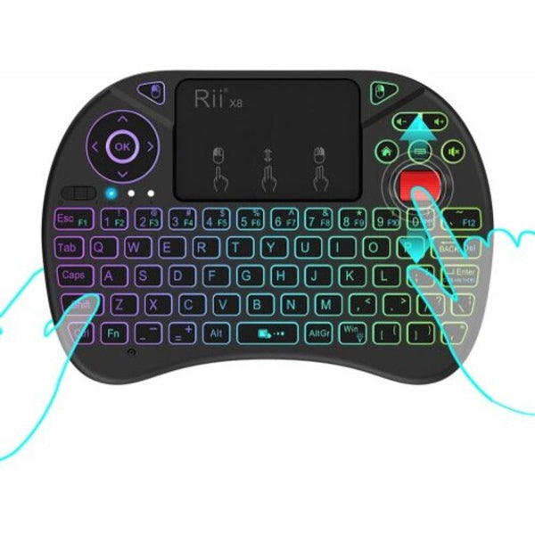 Rii X8 Led Backlit Wireless 2.4Ghz Keyboard With Touchpad Mouse Combo Black Keyboards & Keypads