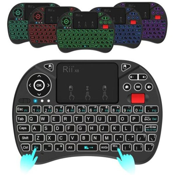 Rii X8 Led Backlit Wireless 2.4Ghz Keyboard With Touchpad Mouse Combo Black Keyboards & Keypads