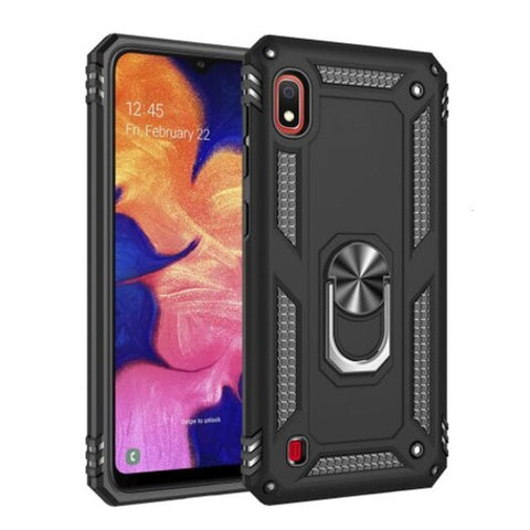 Ring Buckle Kickstand Armor Phone Case For Samsung Galaxy A10 Black