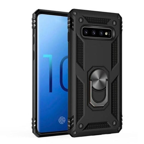 Ring Buckle Kickstand Armor Phone Case For Samsung Galaxy S10 Black