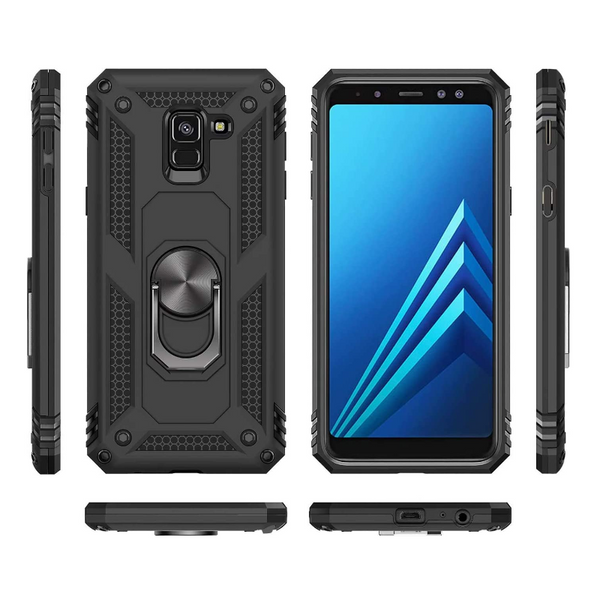 Ring Buckle Kickstand Armor Phone Case For Samsung Galaxy A8 2018 Black