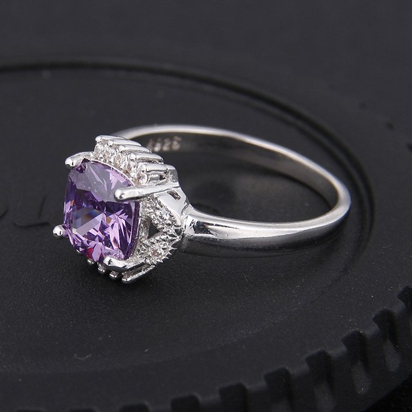 Veile Studios Purple Zircon Silver Plated Cubic Rings