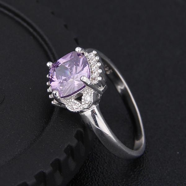 Veile Studios Purple Zircon Silver Plated Cubic Rings