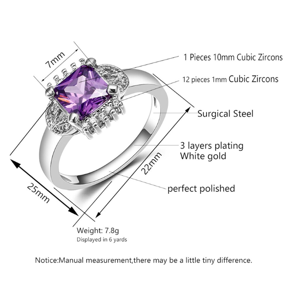 Veile Studios Purple Zircon Silver Plated Cubic Rings