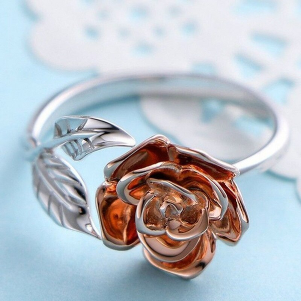 Rings Rose Flower For Women Mother's Day Gift Adjustable Wrap Open