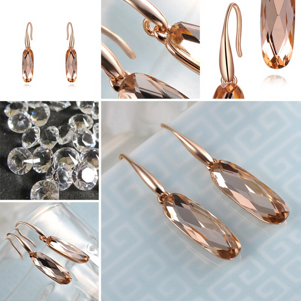 Veile Studios Rings Rose Gold Oval Champagne Drill Collars Earrings