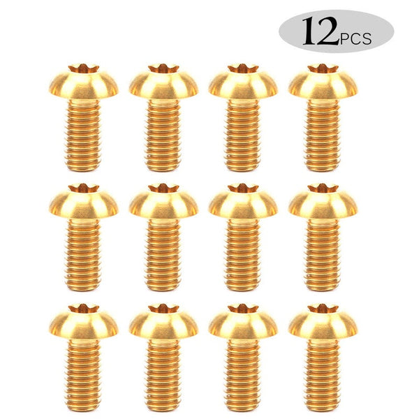 Risk 12Pcs M5u00d710mm Disc Disk Brake Rotor Bolts T25 Torx Titanium Mtb Bicycle Bike Water Cage Screw Gold Brake Rotors
