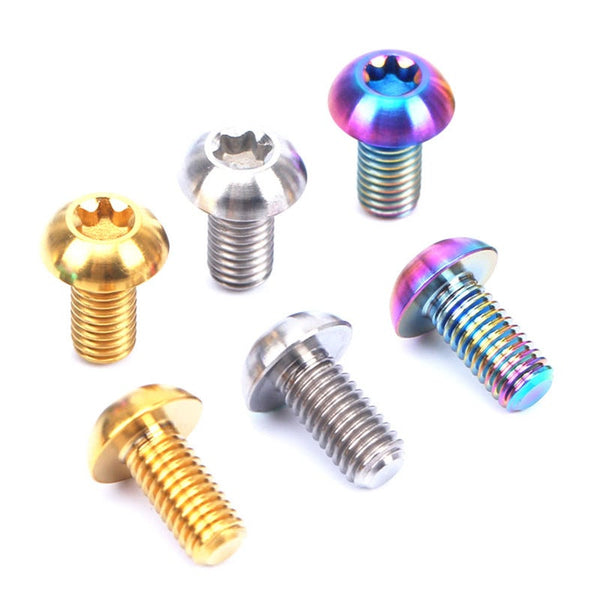 Risk 12Pcs M5u00d710mm Disc Disk Brake Rotor Bolts T25 Torx Titanium Mtb Bicycle Bike Water Cage Screw Gold Brake Rotors
