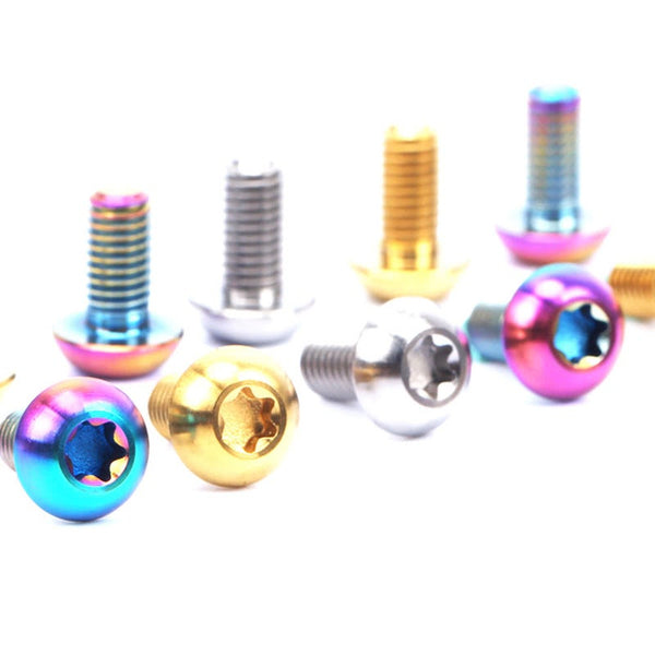 Risk 12Pcs M5u00d710mm Disc Disk Brake Rotor Bolts T25 Torx Titanium Mtb Bicycle Bike Water Cage Screw Gold Brake Rotors