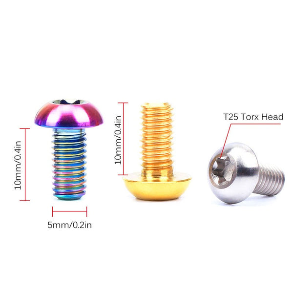 Risk 12Pcs M5u00d710mm Disc Disk Brake Rotor Bolts T25 Torx Titanium Mtb Bicycle Bike Water Cage Screw Brake Rotors