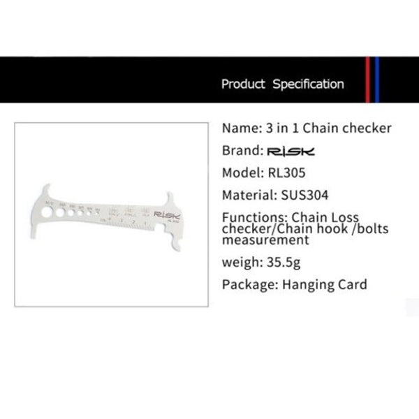 Risk Rl305 In 1 Bike Bicycle Chain Checker Wear Indicator Hook Bolt Measurement Bike Tools