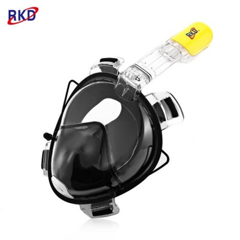 Rkd Diving Detachable Dry Snorkeling Full Face Mask Set Black Masks