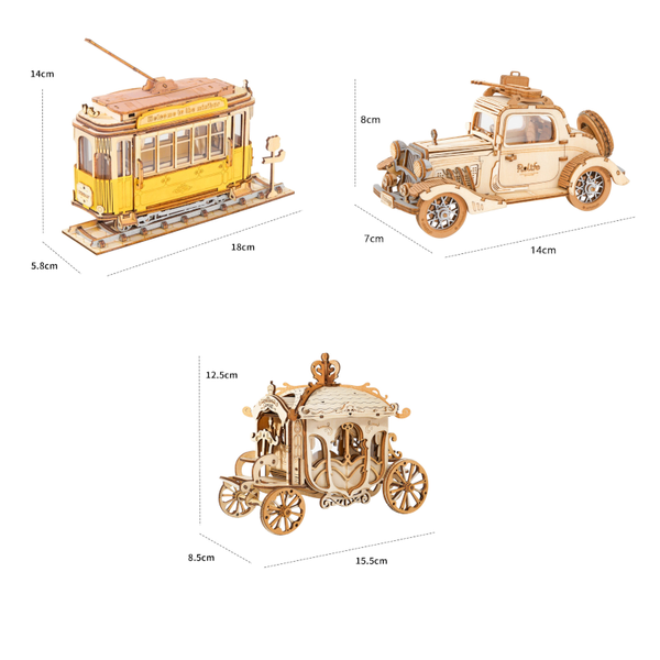 Puzzles Robotime Rolife Vintage Tramcar Model 3D Wooden Puzzle Toys For Children Kids Ad