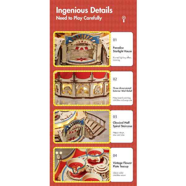 Rokr Tilt A Whirl The Tea Cup Amusement Park Series Building Toy Birthday Puzzles