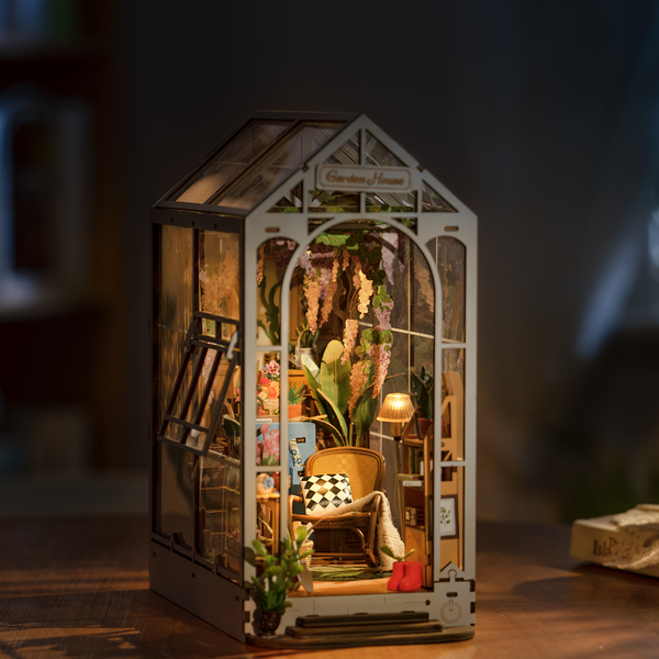 Robotime Rolife Garden House Book Nook Kit Shelf Insert Easy Assemble Toys Puzzles