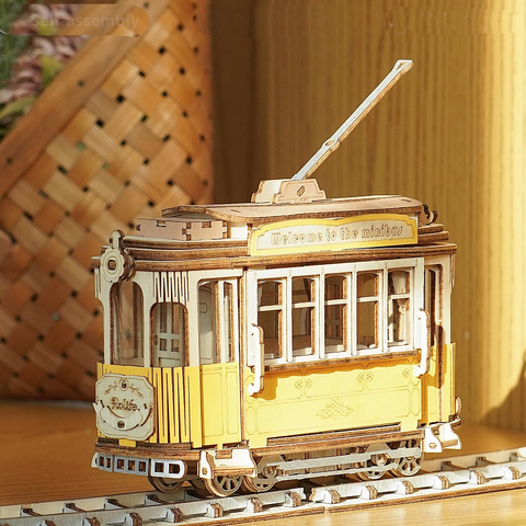 Robotime Rolife Vintage Tramcar Model 3D Wooden Puzzle Toys For Chilidren Kids Adult Christmas Birthday Giftstg505 Dropshipping