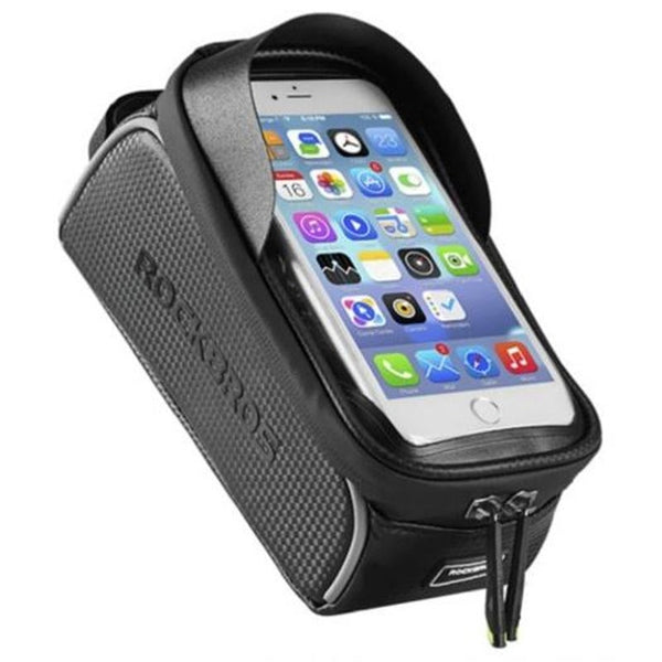 Bike Bag 017 1Bk Top Tube Portable Waterproof Bicycle Frame Touch Screen Cell Phone Holder Black Bags & Panniers