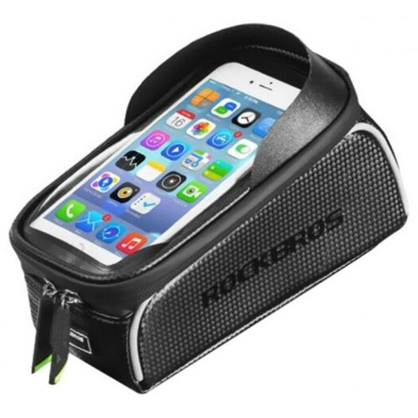 Bike Bag 017 1Bk Top Tube Portable Waterproof Bicycle Frame Touch Screen Cell Phone Holder Black Bags & Panniers