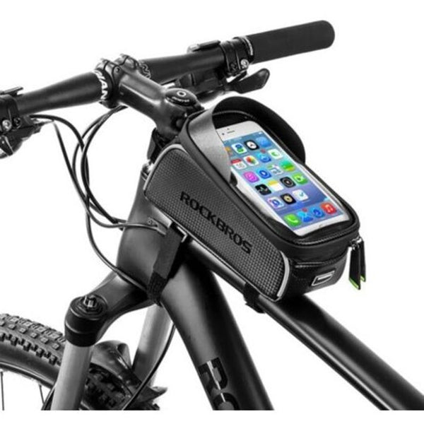 Bike Bag 017 1Bk Top Tube Portable Waterproof Bicycle Frame Touch Screen Cell Phone Holder Black Bags & Panniers