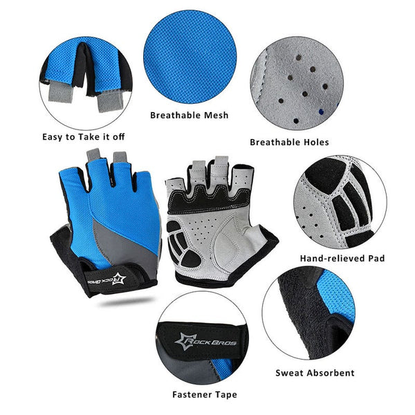 Unisex Breathable Half Finger Riding Gloves Road Cycling Racing Motorcycling Skiing Hiking Outdoor Blau