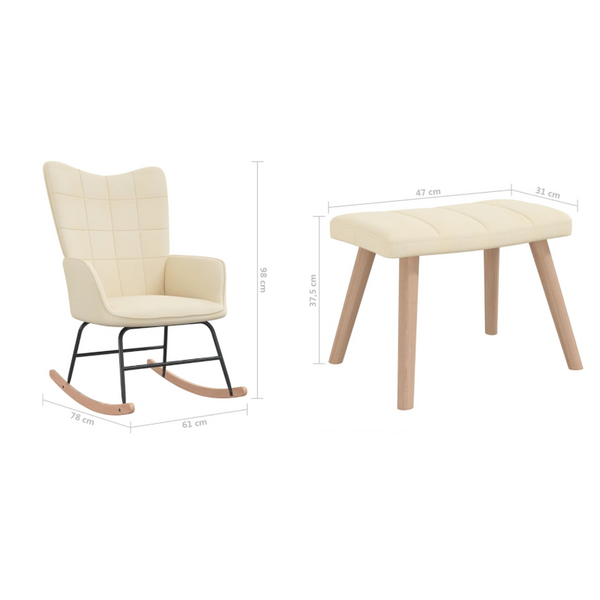 Chairs Rocking Chair With A Stool Cream Fabric