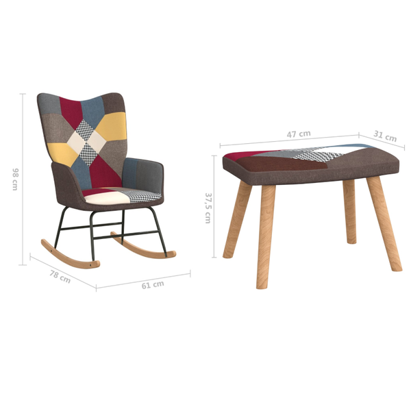 Chairs Rocking Chair With A Stool Patchwork Fabric