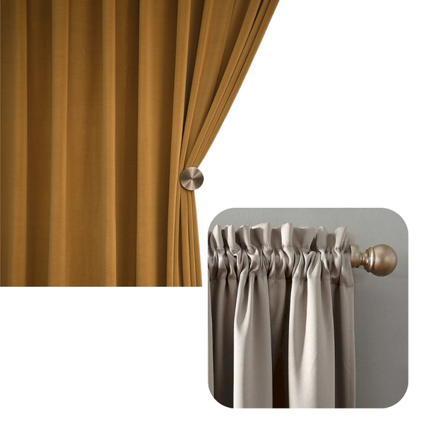 100Cm Mustard High Quality Modern Velvet Blackout Curtains For Living Room Bedroom Dining Curtains & Drapes