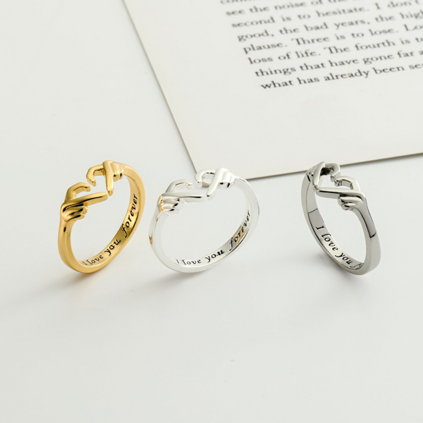 Veile Studios Romantic Hands Forming Love Heart Ring Rings