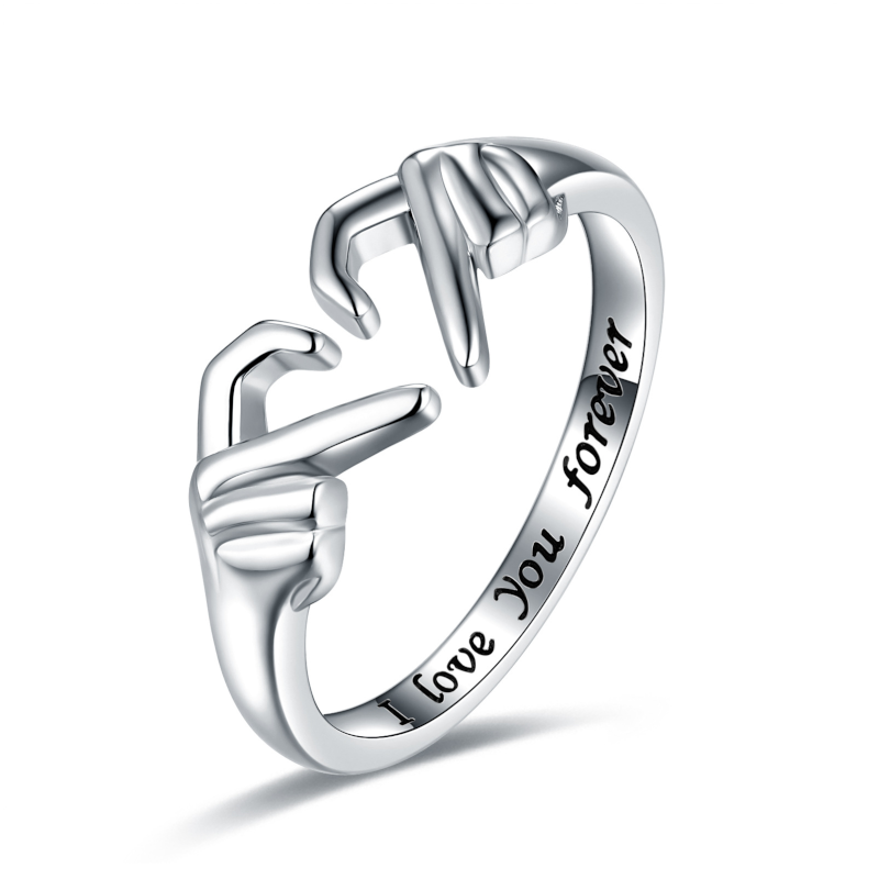 Veile Studios Romantic Hands Forming Love Heart Ring Rings