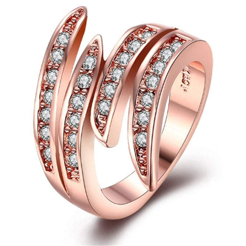 Veile Studios Rose Gold Fashion Banquet Exaggerated Lady Ring Multilayer Retro Silver Cross Zirconia Rings
