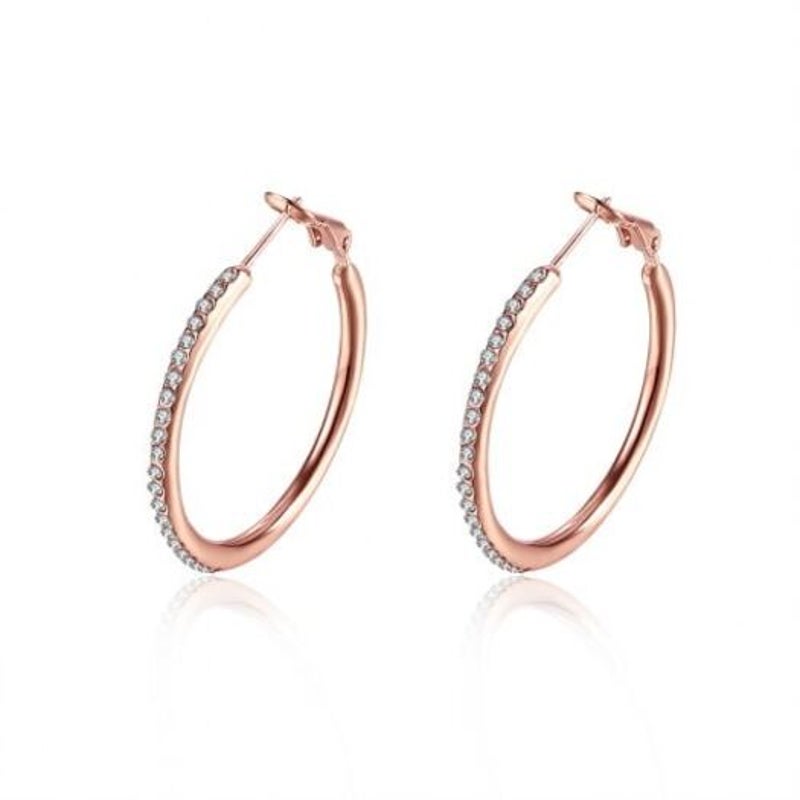 Veile Studios Rose Gold Round Czech Diamond Earrings
