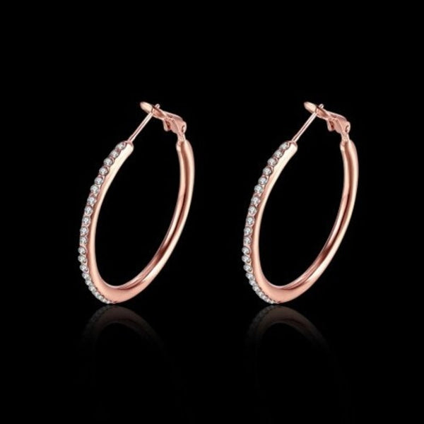 Veile Studios Rose Gold Round Czech Diamond Earrings