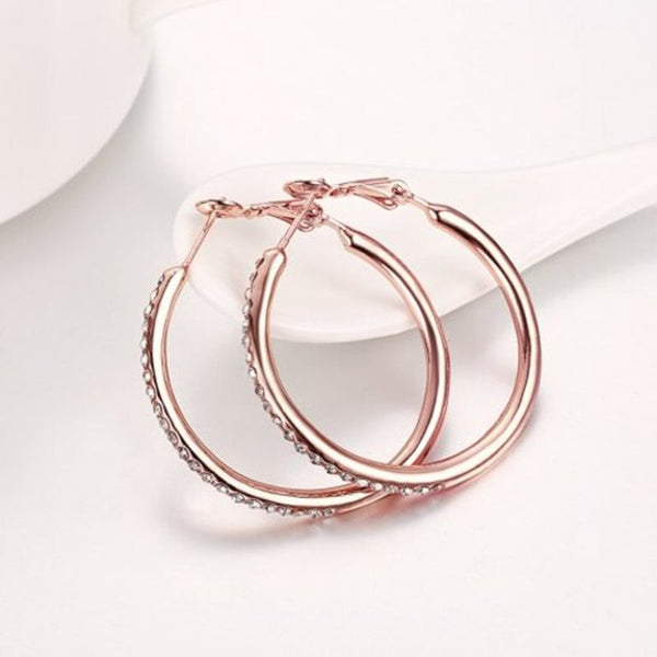 Veile Studios Rose Gold Round Czech Diamond Earrings