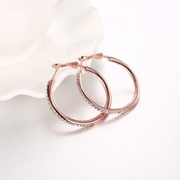 Veile Studios Rose Gold Round Czech Diamond Earrings