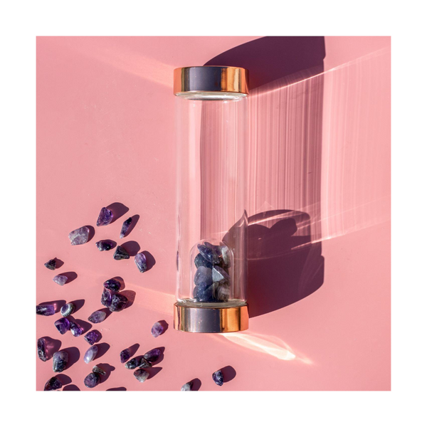 Rose Gold Crystal Drinking Bottle 550Ml With Gemstone Pod Water Bottles & Vacuum Flasks