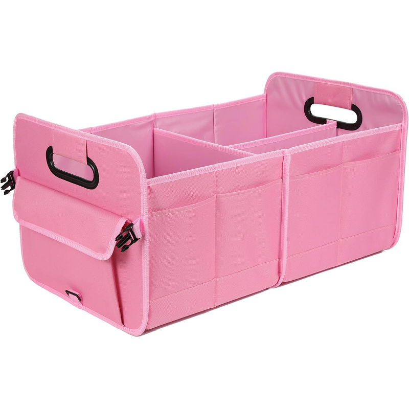 Rose Red Large Car Storage Organizer With Handles 24X17.6X12.2In Collapsible Car Organisers