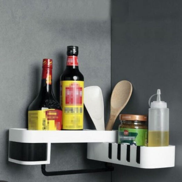 Rotating Bathroom Storage Shower Shelf Wall Hanging Rack Black Shelves